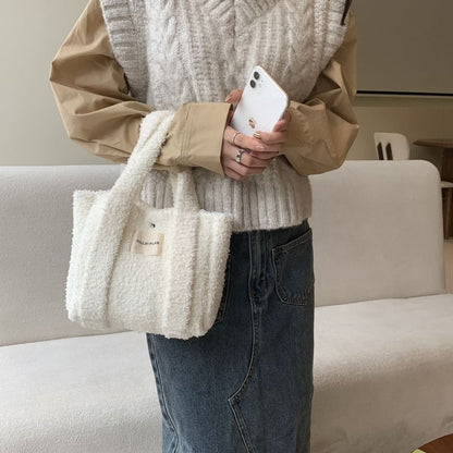 Bag Fleece Plain Tote Crossbody