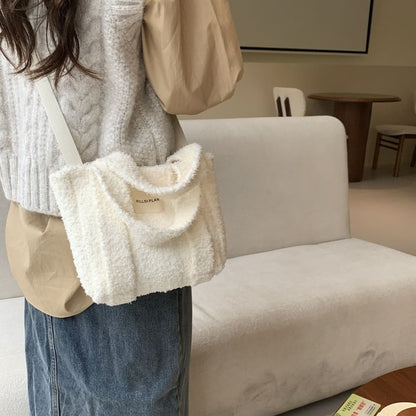 Bag Fleece Plain Tote Crossbody