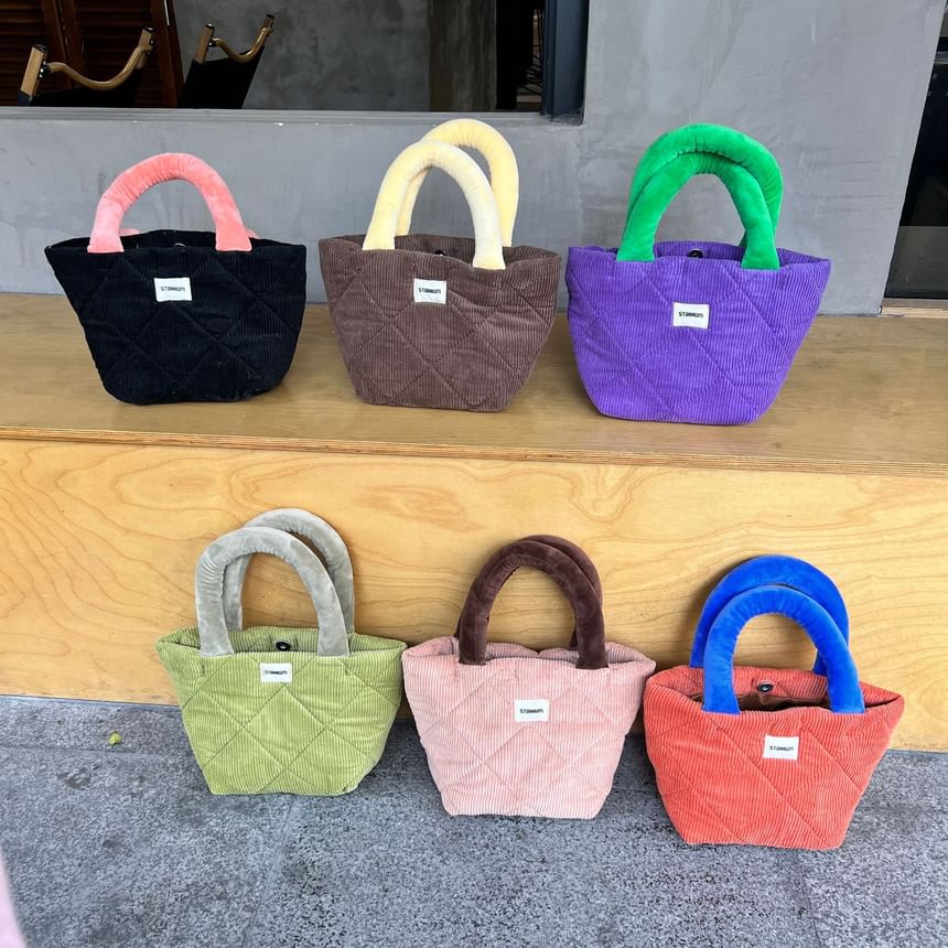 Bag Quilted Tote Two Corduroy Tone Small