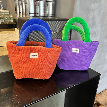 Bag Quilted Tote Two Corduroy Tone Small