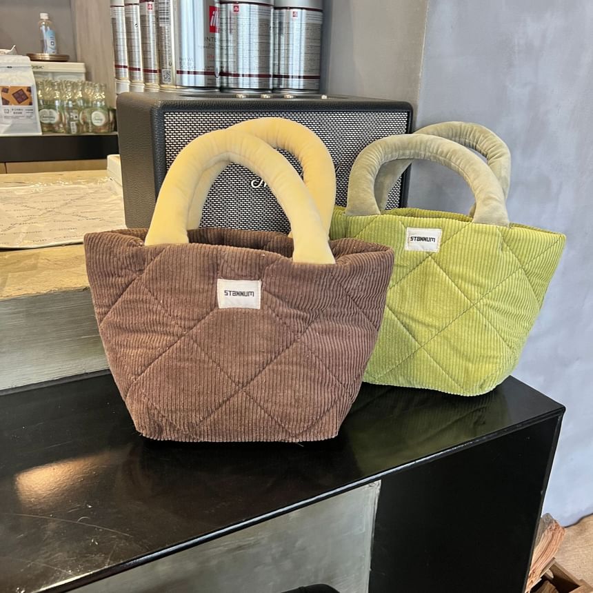 Bag Quilted Tote Two Corduroy Tone Small