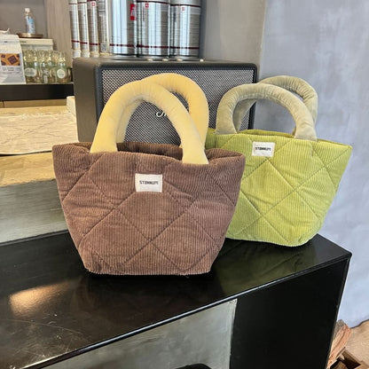 Bag Quilted Tote Two Corduroy Tone Small