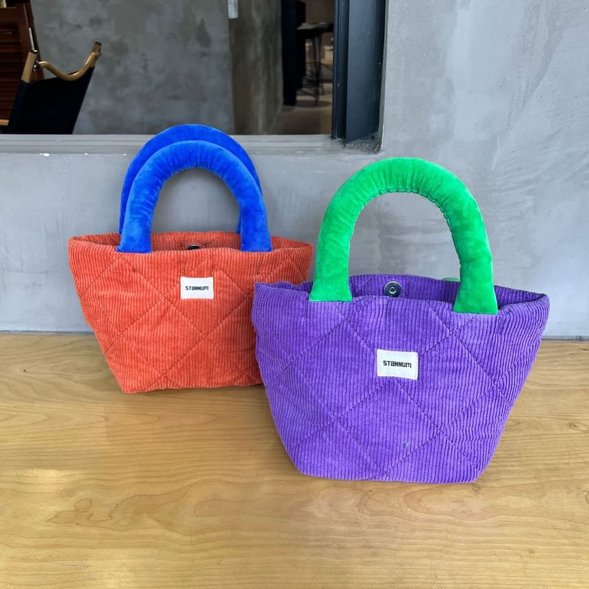 Bag Quilted Tote Two Corduroy Tone Small