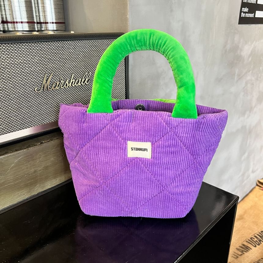 Bag Quilted Tote Two Corduroy Tone Small