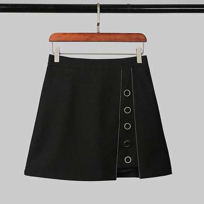 High Waist Plain Button