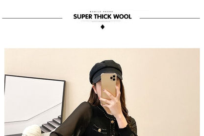 Crew Neck Plain Chiffon Panel Sweater