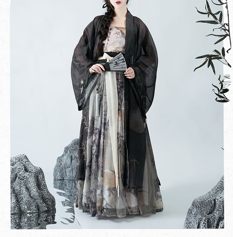 Bamboo Print Hanfu Costume Set