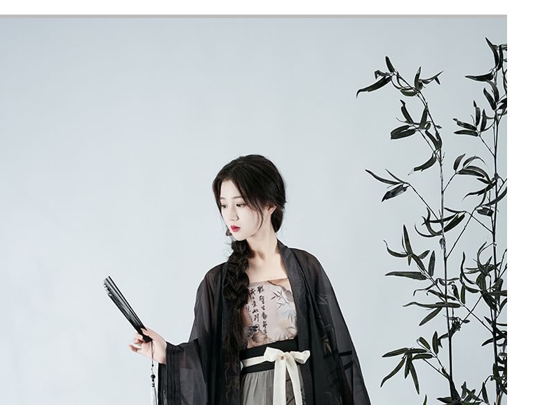 Bamboo Print Hanfu Costume Set