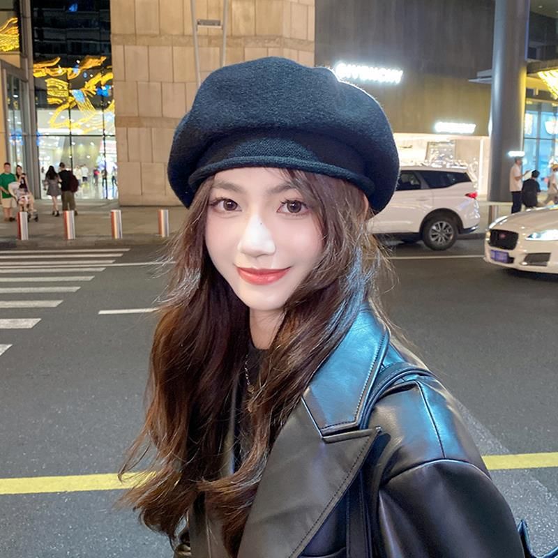 Béret uni en tricot