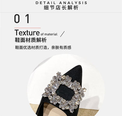 Pointed Sandals Heel Rhinestone Slingback Chunky