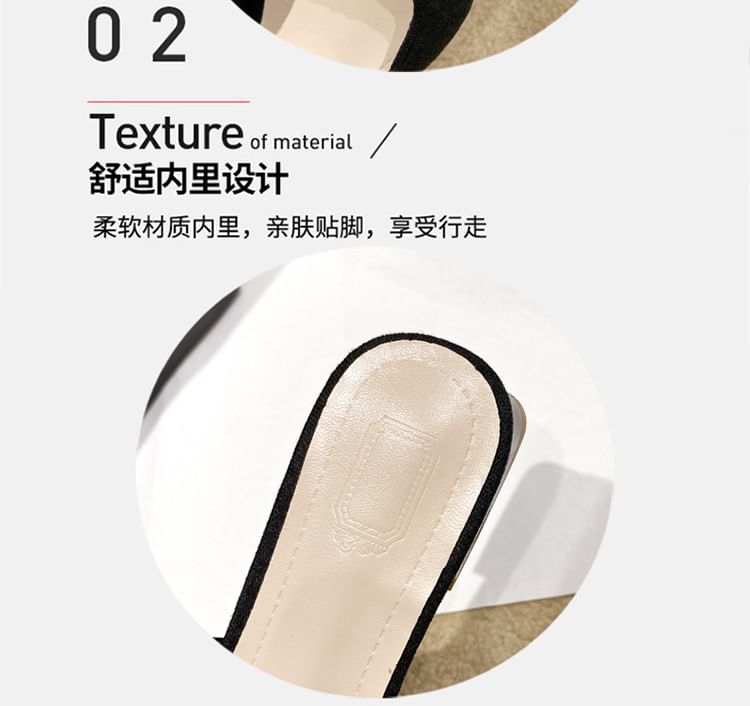 Pointed Sandals Heel Rhinestone Slingback Chunky