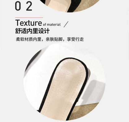 Pointed Sandals Heel Rhinestone Slingback Chunky