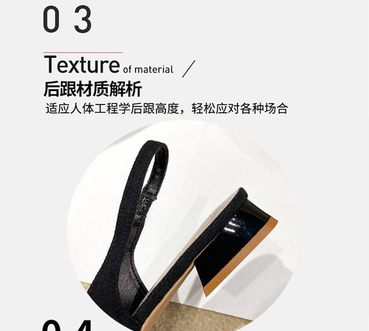 Pointed Sandals Heel Rhinestone Slingback Chunky