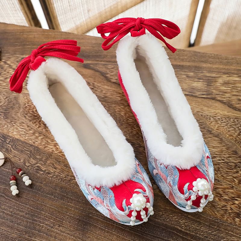 Flats Fluffy Hanfu Embroidered