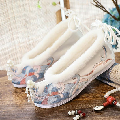 Flats Fluffy Hanfu Embroidered
