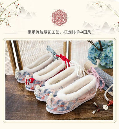 Flats Fluffy Hanfu Embroidered
