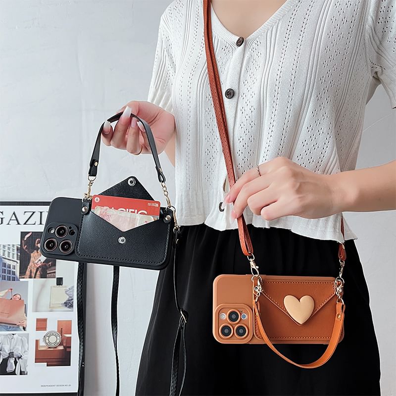 Heart Card Holder Lanyard Phone Case