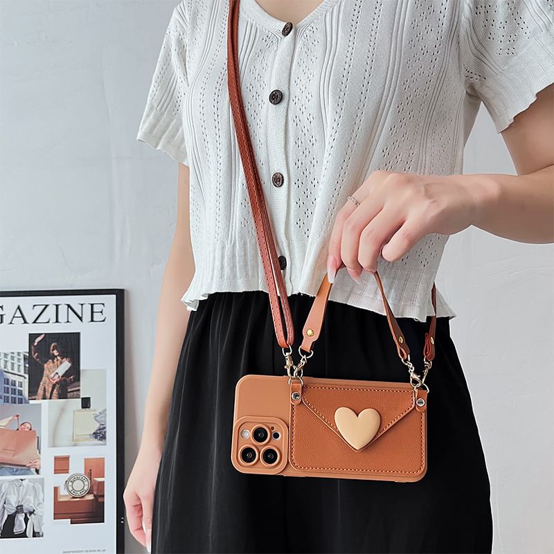 Heart Card Holder Lanyard Phone Case