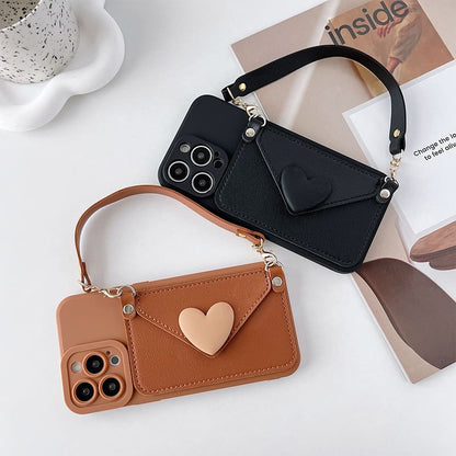 Heart Card Holder Lanyard Phone Case