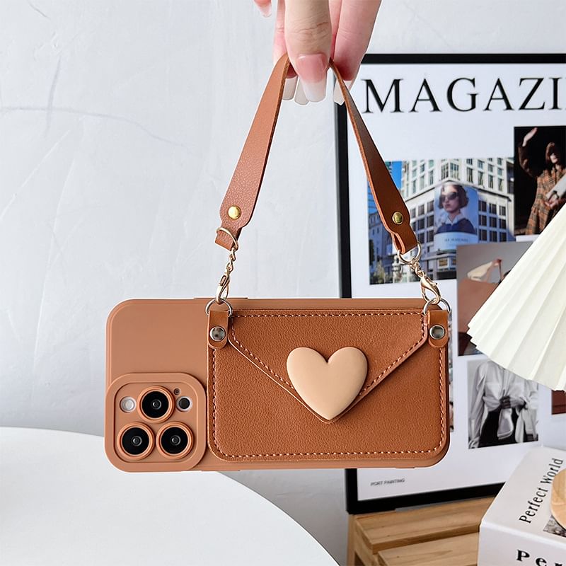 Heart Card Holder Lanyard Phone Case