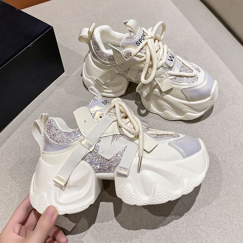 Sneakers Heel Chunky Platform Lettering