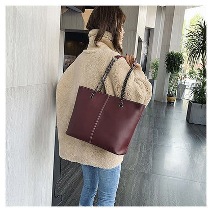 Leather Bag Strap Tote Faux Chain