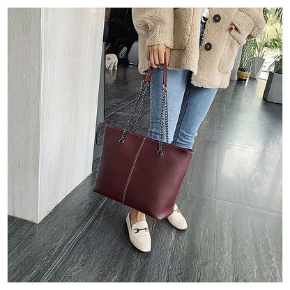 Leather Bag Strap Tote Faux Chain