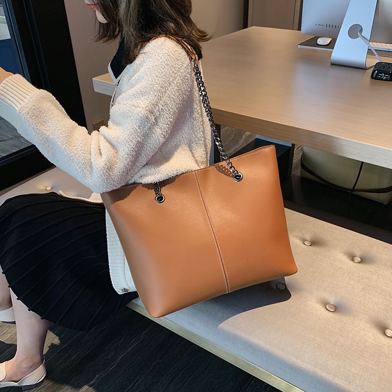 Leather Bag Strap Tote Faux Chain