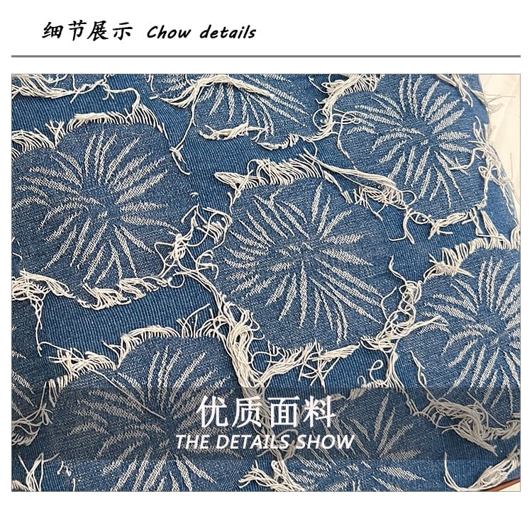 Denim Floral Tote Bag