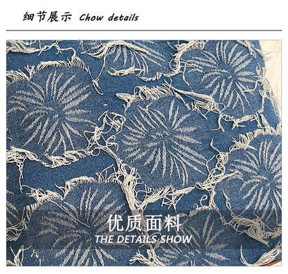 Denim Floral Tote Bag