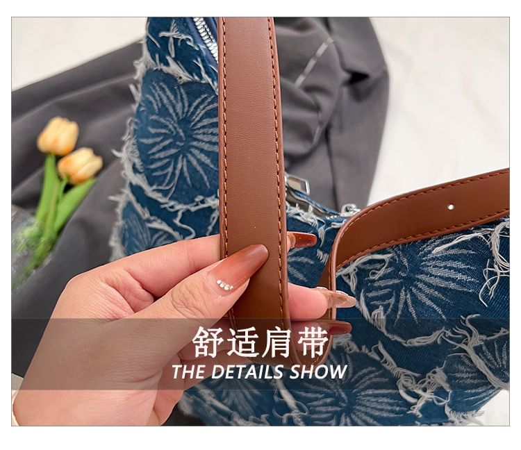 Denim Floral Tote Bag