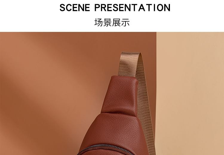 Leather Faux Bag Plain Sling