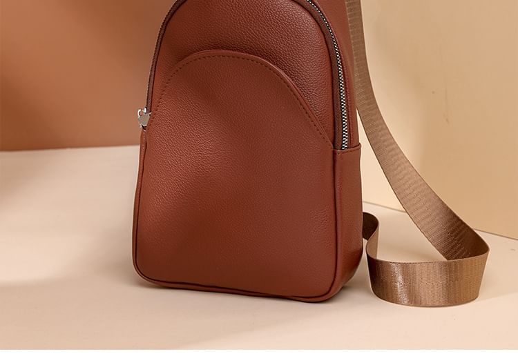 Leather Faux Bag Plain Sling