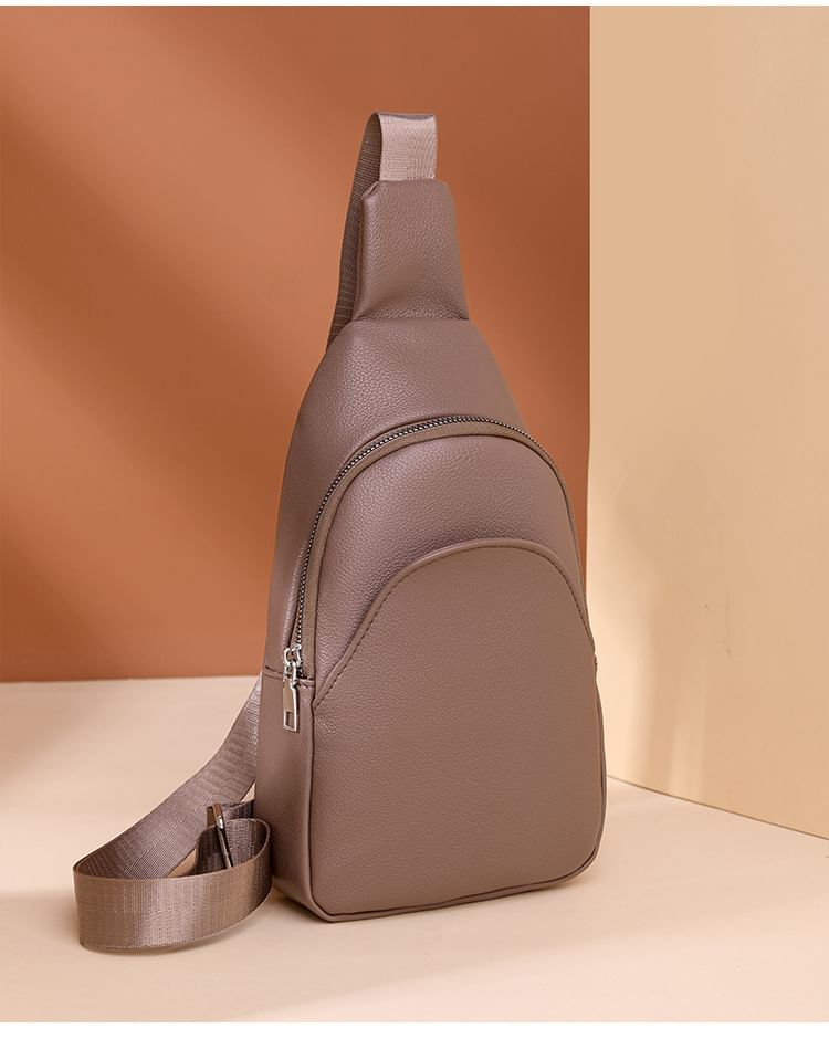 Leather Faux Bag Plain Sling