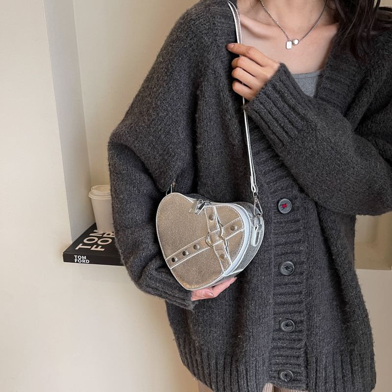 Heart Faux Leather Bag Crossbody