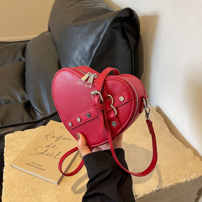 Heart Faux Leather Bag Crossbody