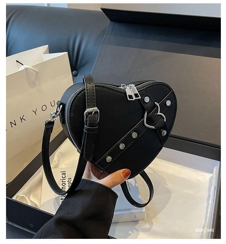 Heart Faux Leather Bag Crossbody