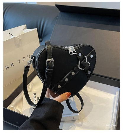 Heart Faux Leather Bag Crossbody