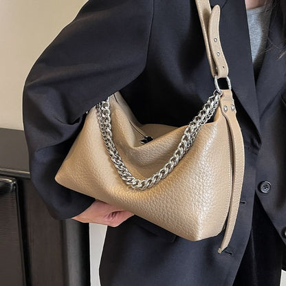 Chain Strap Faux Leather Shoulder Bag