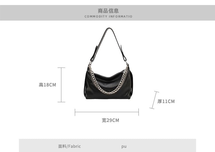 Chain Strap Faux Leather Shoulder Bag