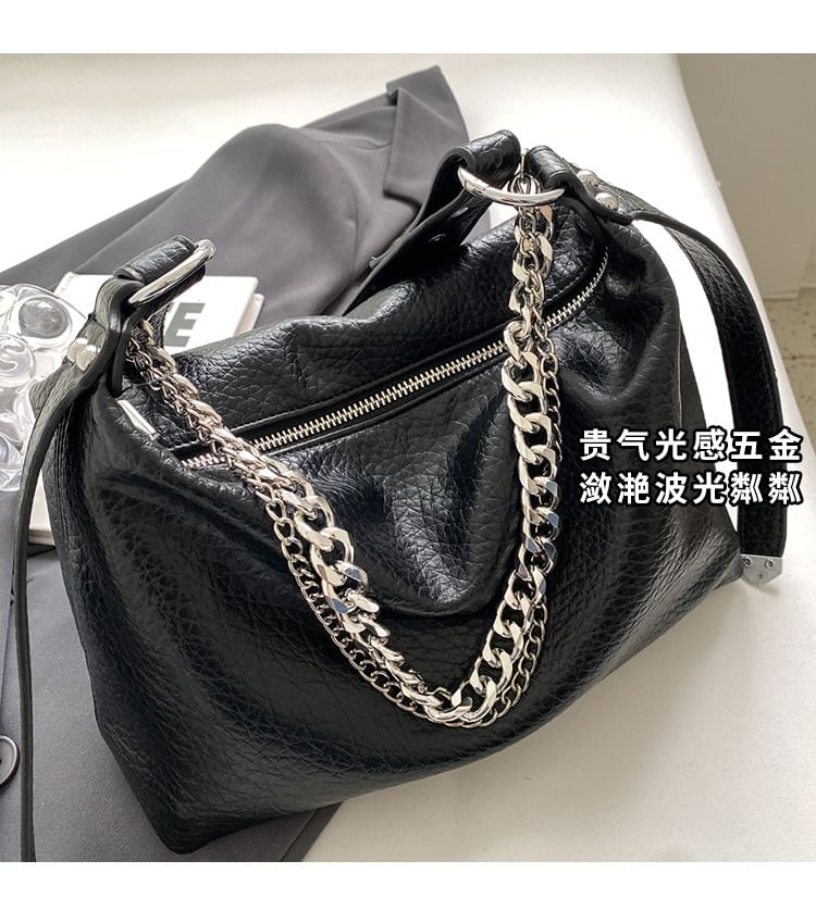 Chain Strap Faux Leather Shoulder Bag