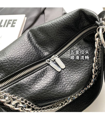 Chain Strap Faux Leather Shoulder Bag