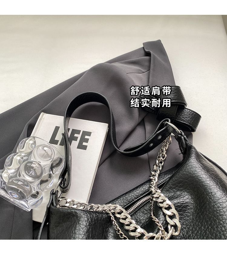 Chain Strap Faux Leather Shoulder Bag