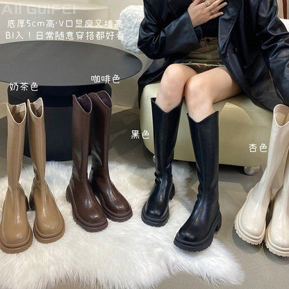 Boots Platform Plain Tall