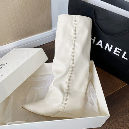 Tall Wedge Boots Pointy