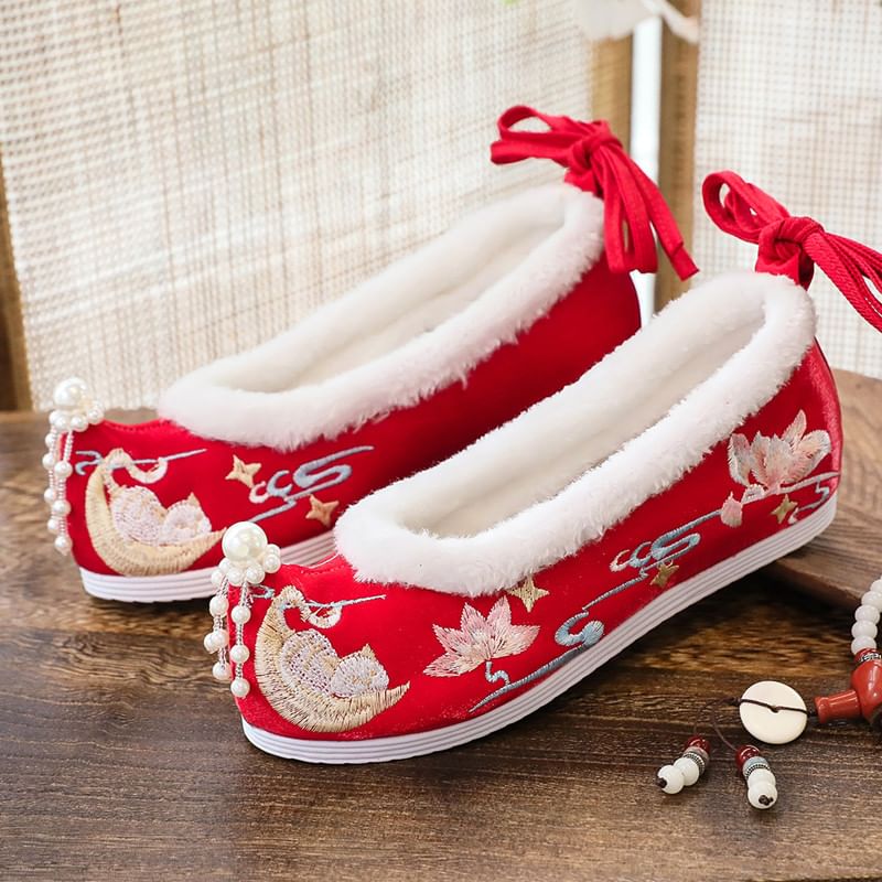 Flats Hanfu Fluffy Embroidered
