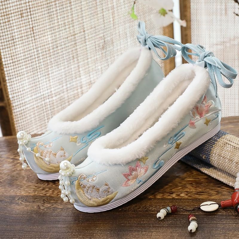 Flats Hanfu Fluffy Embroidered