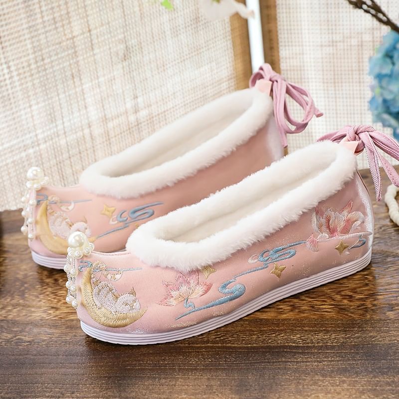 Flats Hanfu Fluffy Embroidered