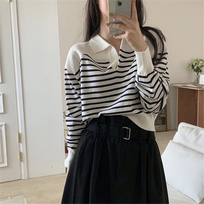 Collar Striped Sweater