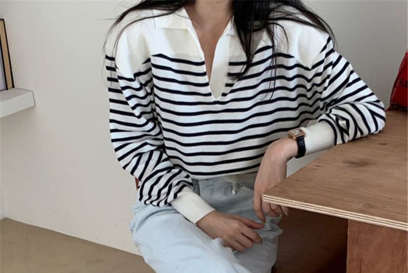 Collar Striped Sweater